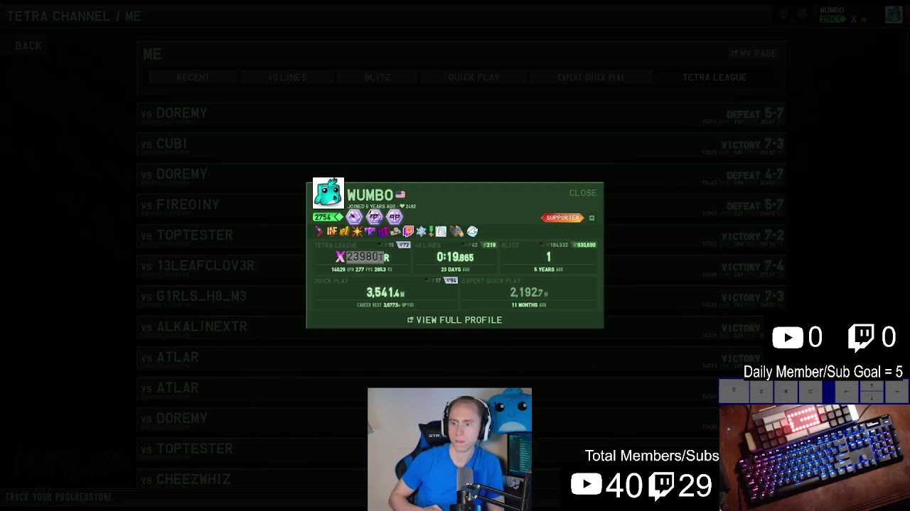 LIVE - FAST Tetris! Daily Wumbo Livestream 2-8-26