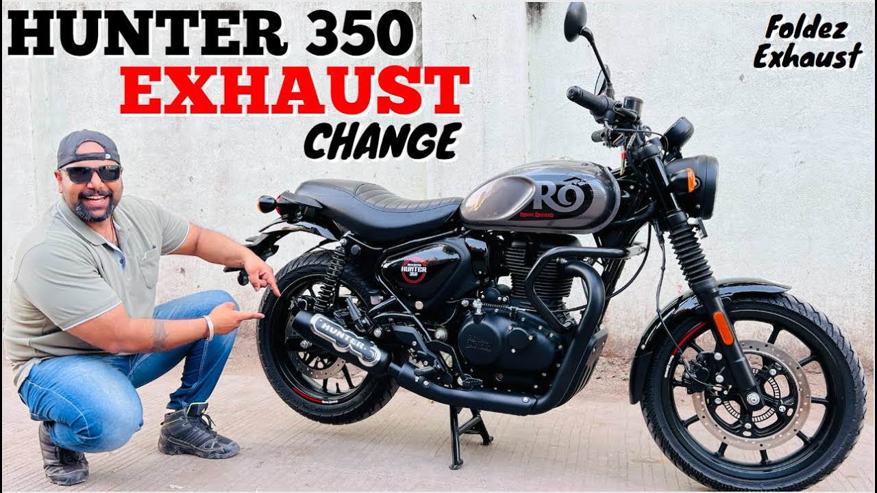Royal Enfield HUNTER 350 Exhaust Change - Bass Exhaust | Foldez