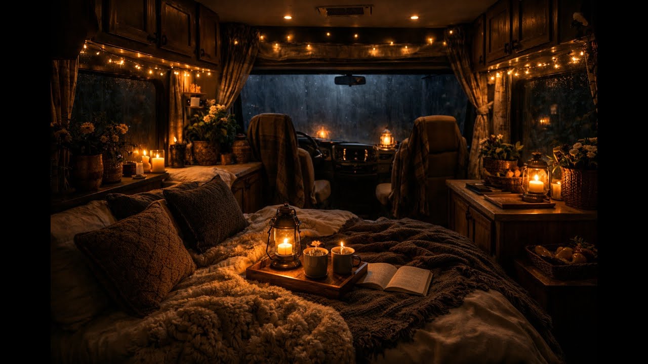 Motorhome Aconchegante à Noite 🌙 Chuva Suave para Relaxar e Dormir | LIVE