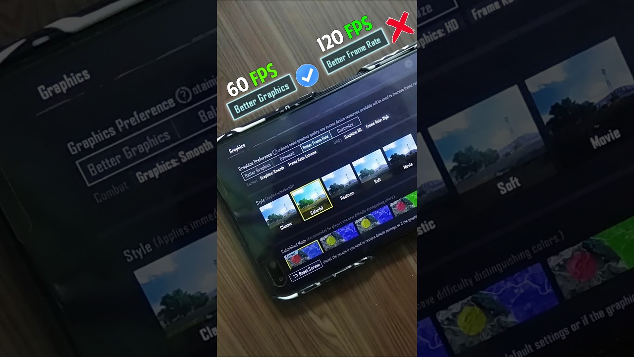 Bgmi New Update Graphics Settings 🔥 Better Frame Rate vs Better Graphics #shorts #bgmi #120fps