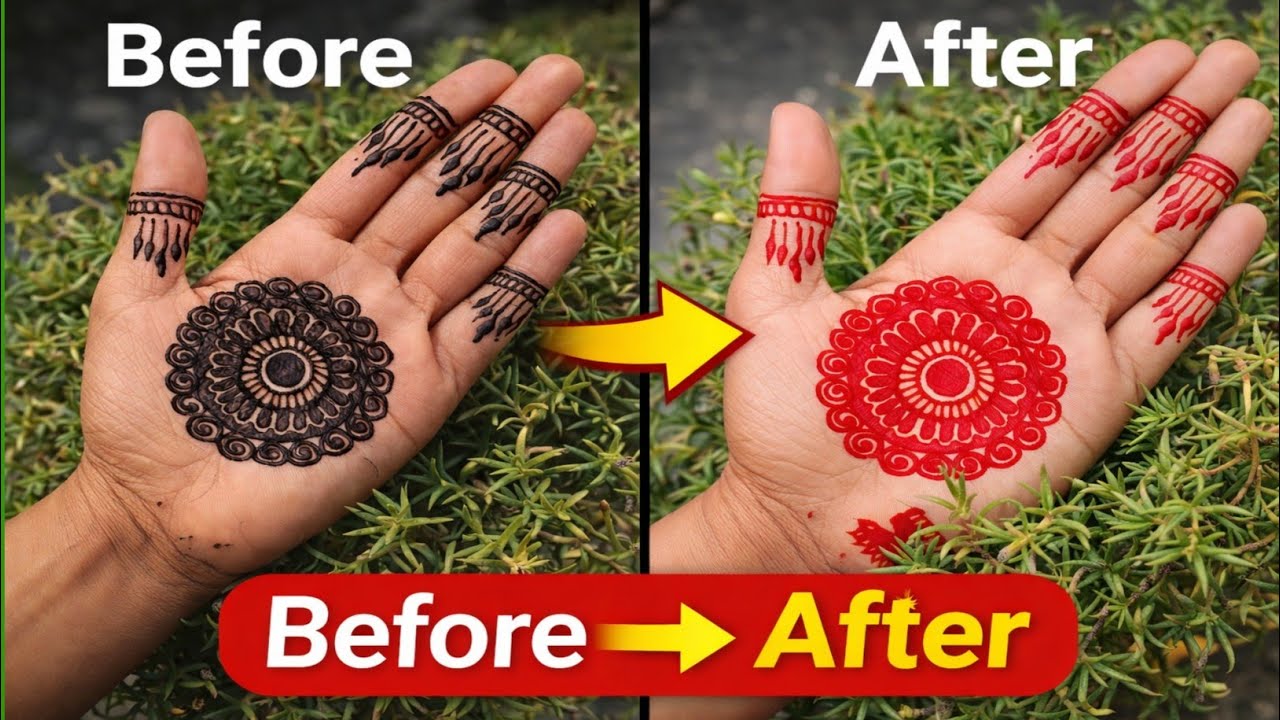 Before After Mehndi Color 😱 | Mehndi Dark Ka Secret | Red Mehndi Hack #viral #mehndi #trending 