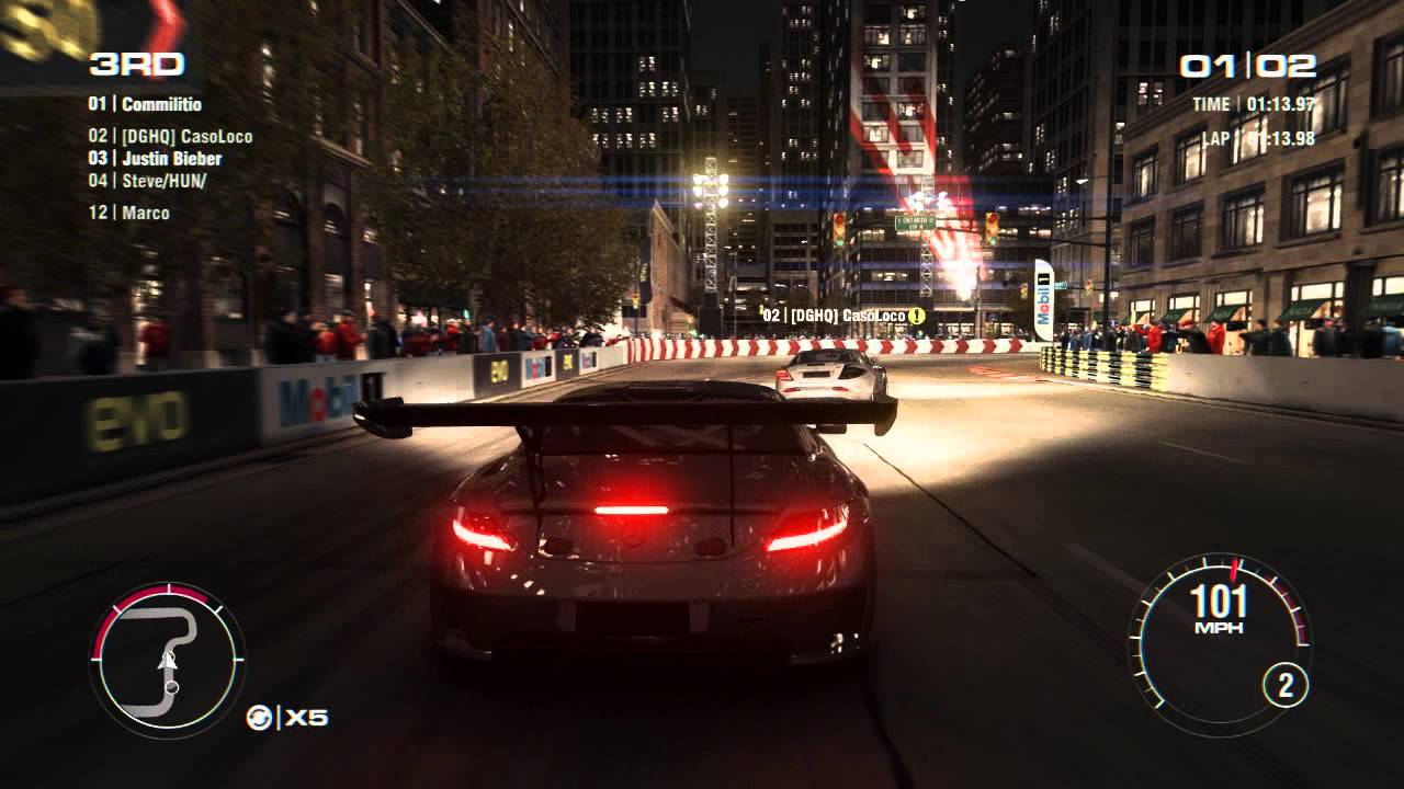 GRID 2 PC Multiplayer Race Gameplay: Tier 4 Fully Upgraded Mercedes-Benz SLS AMG GT3 in Chicago