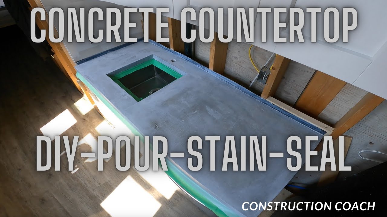 Concrete Countertop DIY, Pour, Stain, and Seal. Total cost $50
