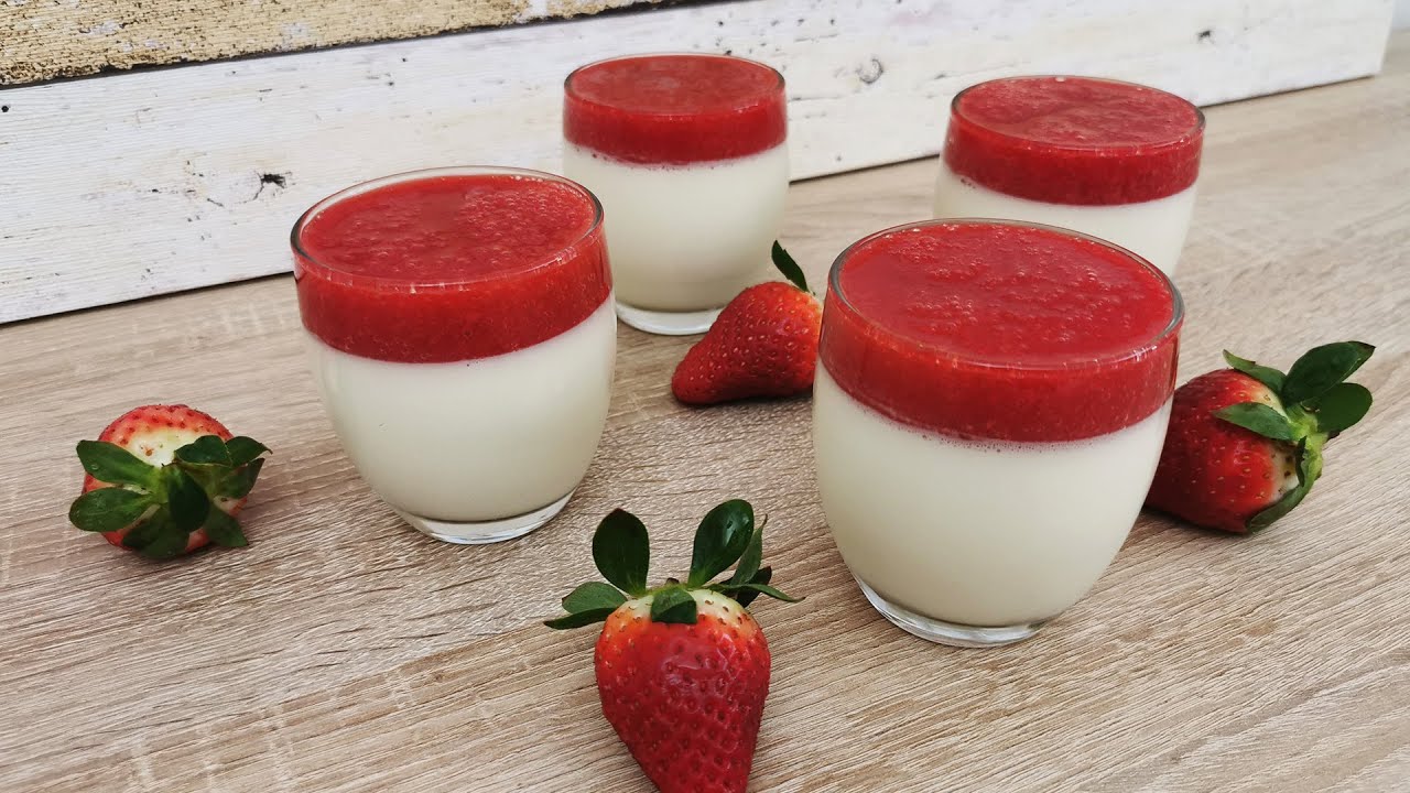 Panna Cotta mit Erdbeersauce 🤤 unglaublich lecker 🔥