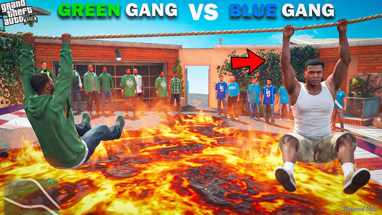 Franklin Blue Gang VS Shinchan Green Gang Lava Challenge In GTA 5!
