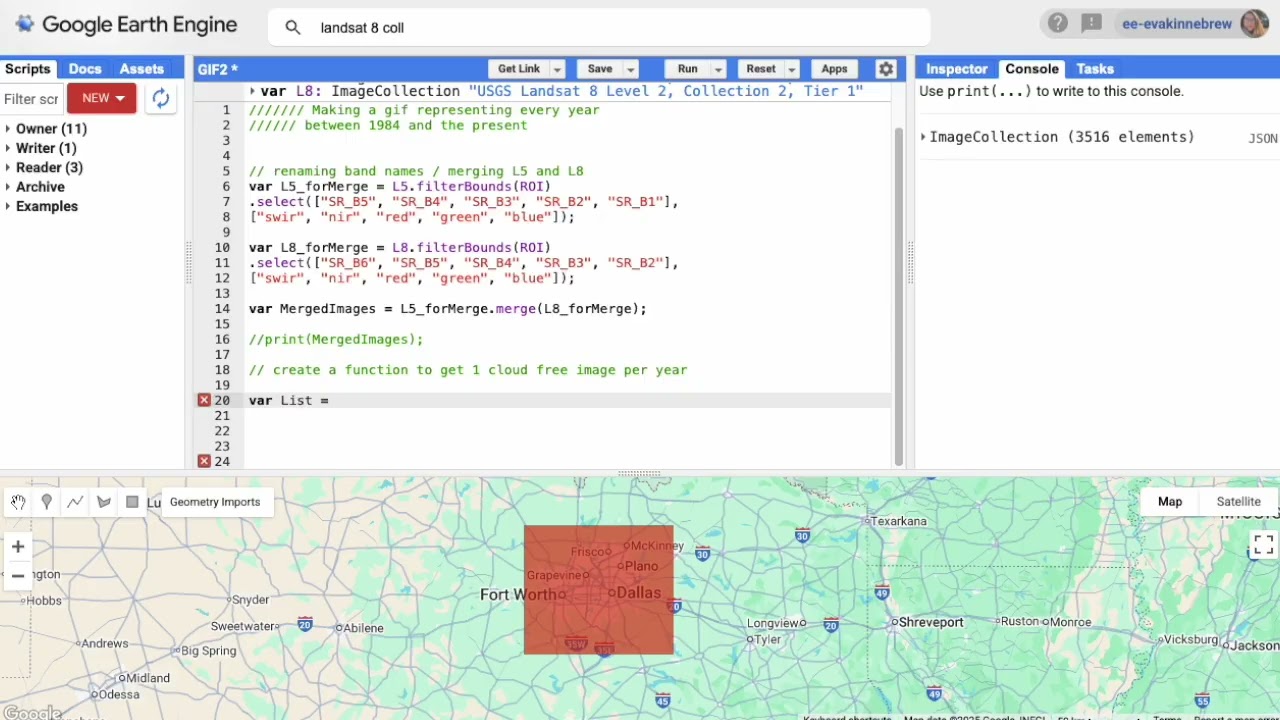 How to create a GIF in Google Earth Engine using Landsat 5 and 8 (using functions)