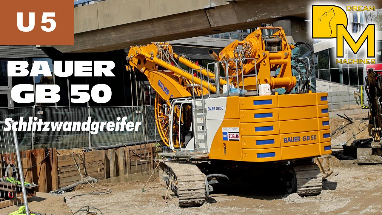 super rare BAUER GB 50 #2 low headroom slurry wall digger 🚧🚇⚠️digging subway tunnel below bridge!