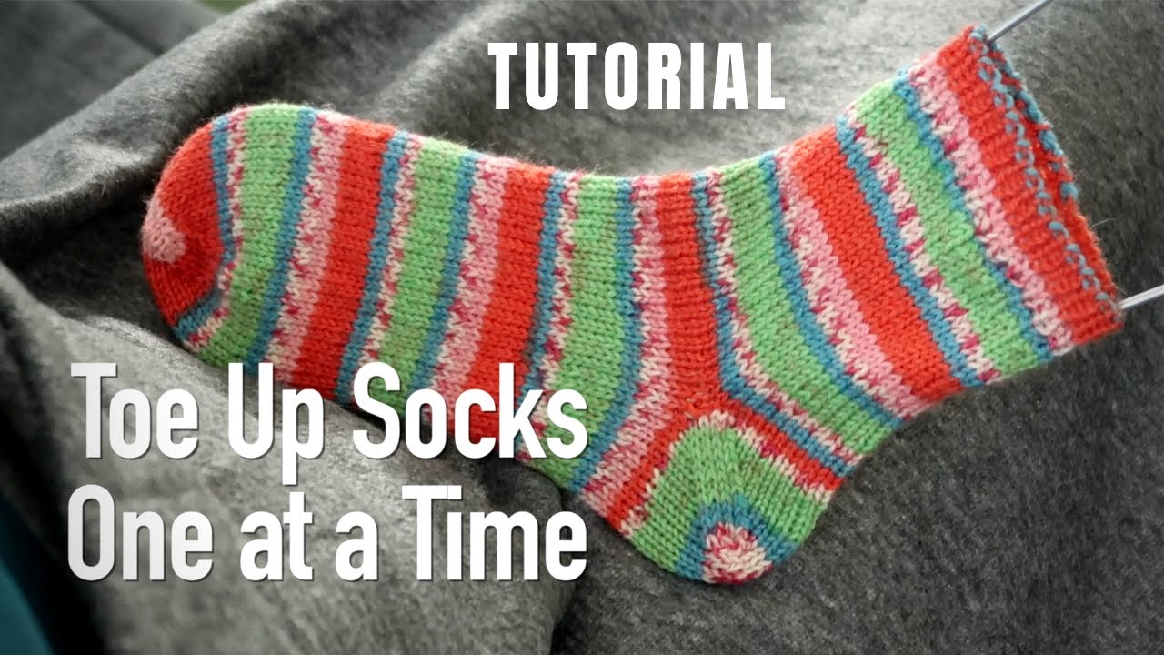 TOE UP SOCK knitting TUTORIAL // Fast and Easy Socks | ONE AT A TIME on 9 inch knitting needles