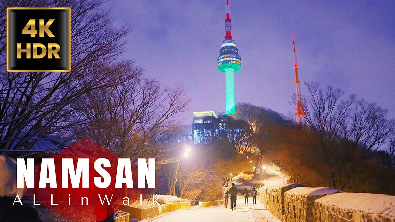 4K Seoul Snowy Day - Walking from Hoehyeon-dong to Namsan N Seoul Tower | Korea | 4K HDR | 4K Walk