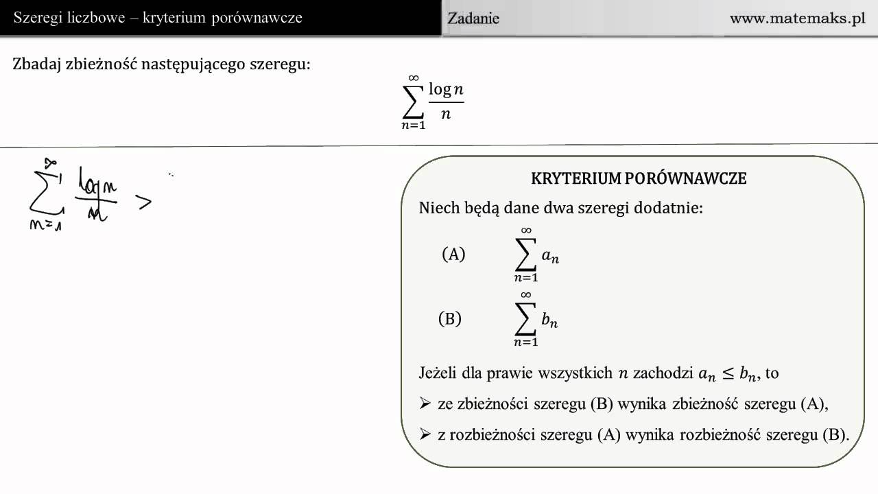 Szeregi liczbowe - kryterium por&oacute;wnawcze