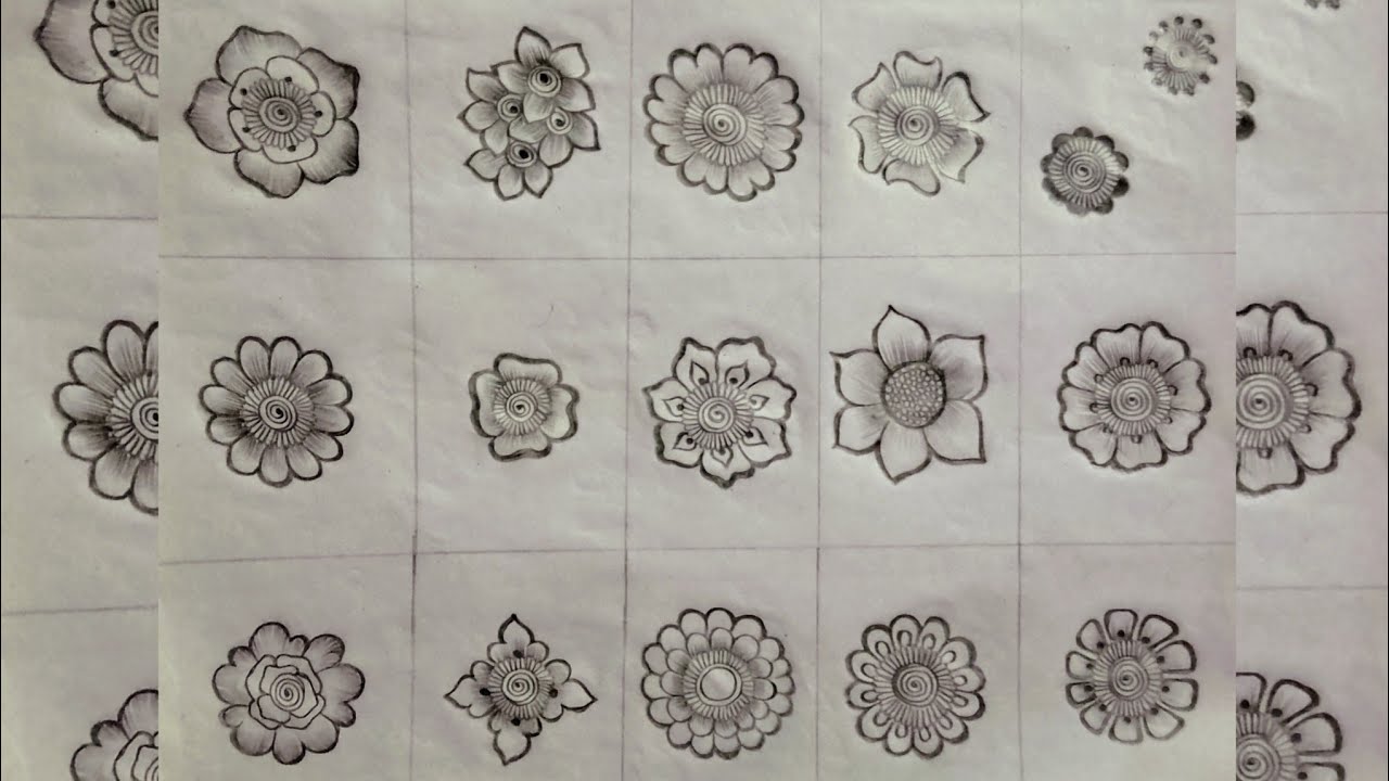 Easy pencil mehndi flower design |mehndi flower tutorial |mehndi flower for beginners| Mehndi design