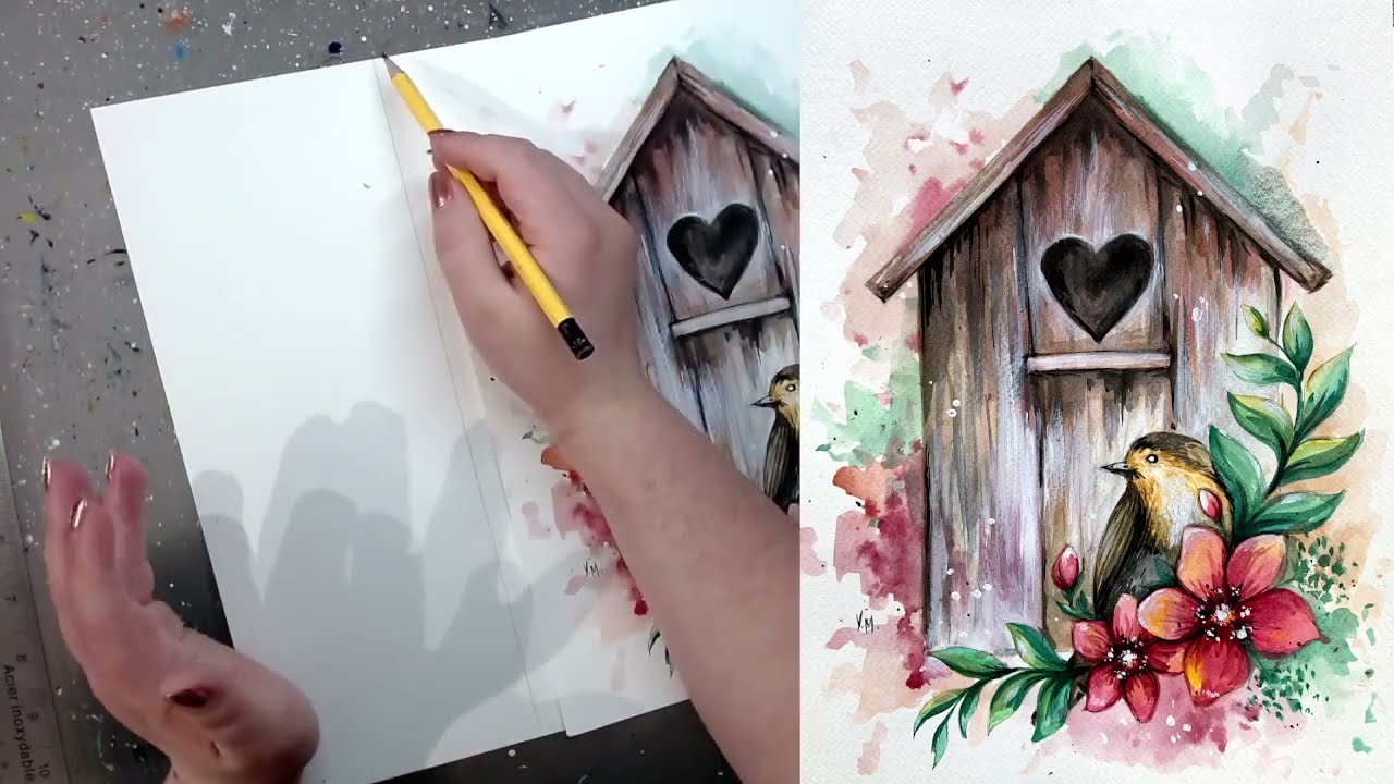 Spring Is Here - Watercolour Painting Tutorial ( can use watered down acrylic paint too)