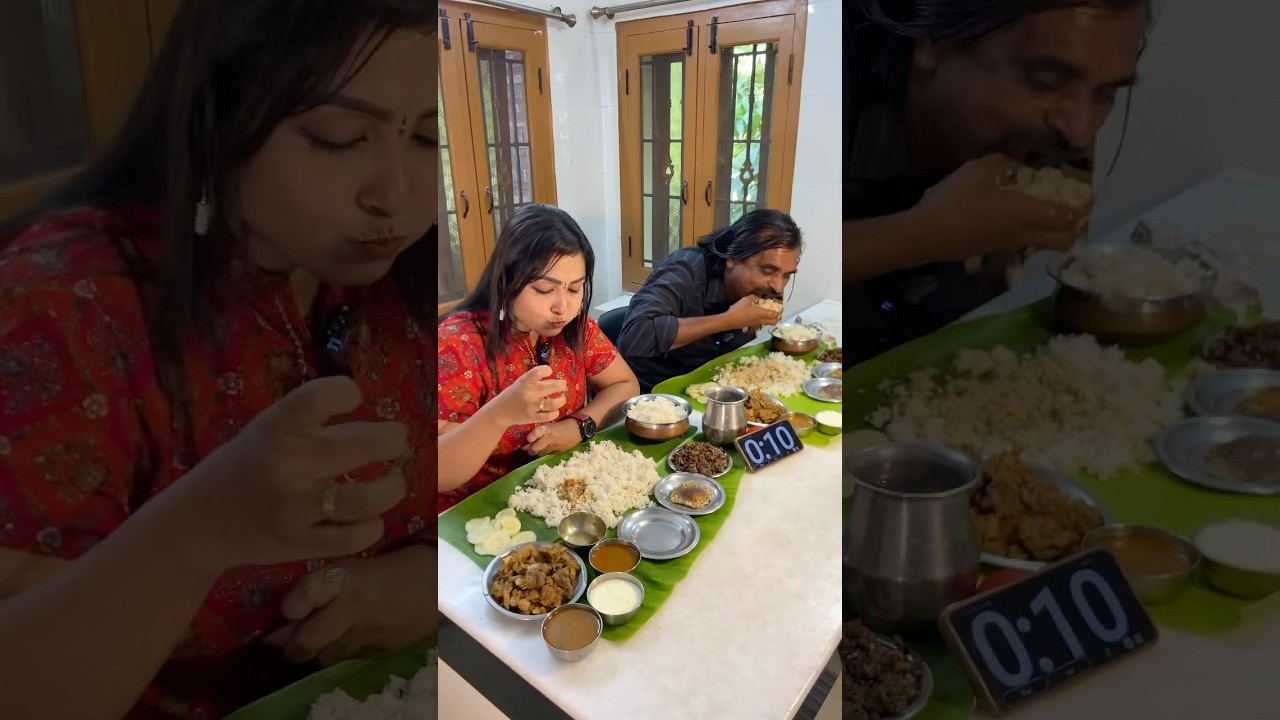 Big Bites😍🔥Rice With Kudal Kulambu, Goat Kudal, Naattu Kozhi Varuval Eating Challenge ​#shorts