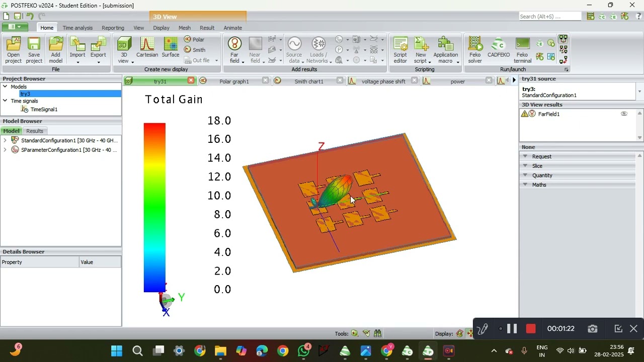 Beam steerable patch antenna array using Altair FEKO