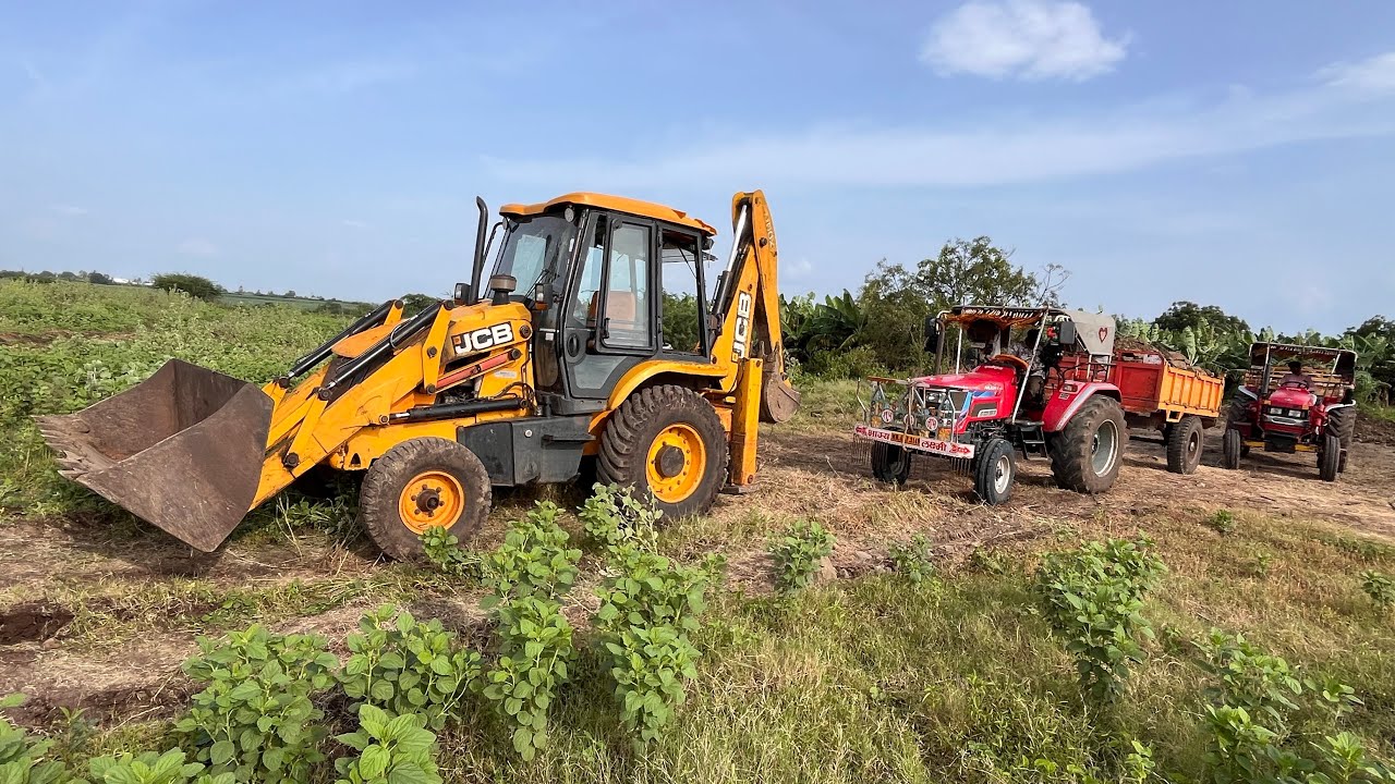 Jcb 3dx Backhoe Mud Loading Trolley In Mahindra Two Tractor l