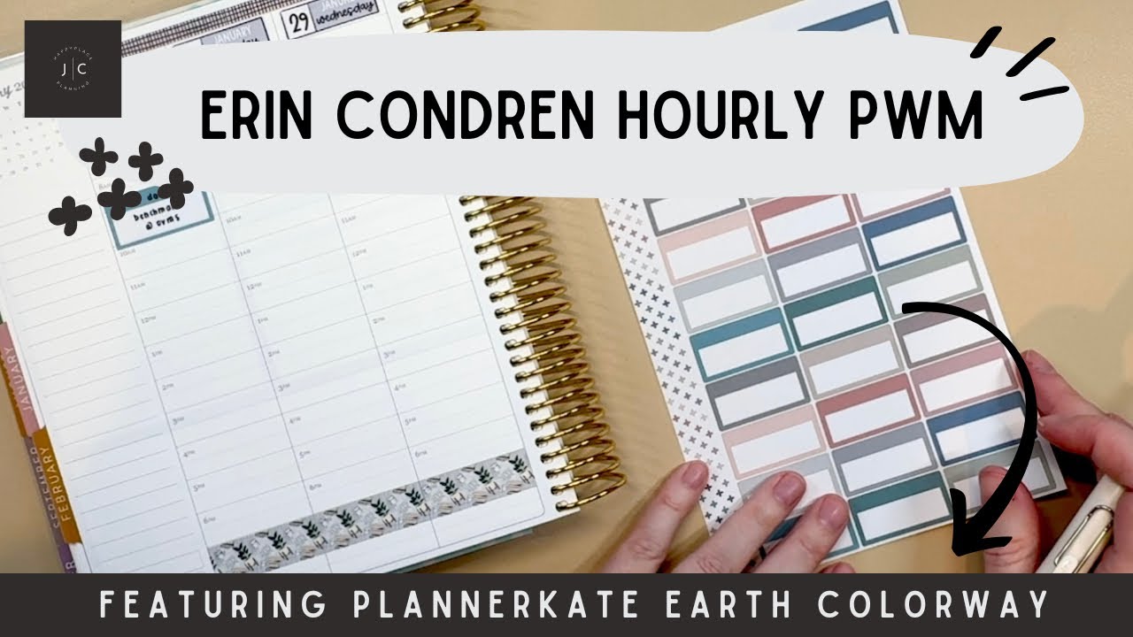 Erin Condren HOURLY plan with me | PlannerKate Earth Colorway