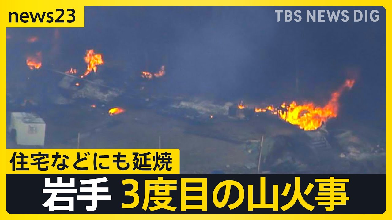 岩手でまた山火事　大船渡市の住宅などにも延焼　夜を徹して消火活動へ　一方、各地では気温上昇で落雪の事故も　都心で17.6℃ぽかぽか陽気【news23】｜TBS NEWS DIG