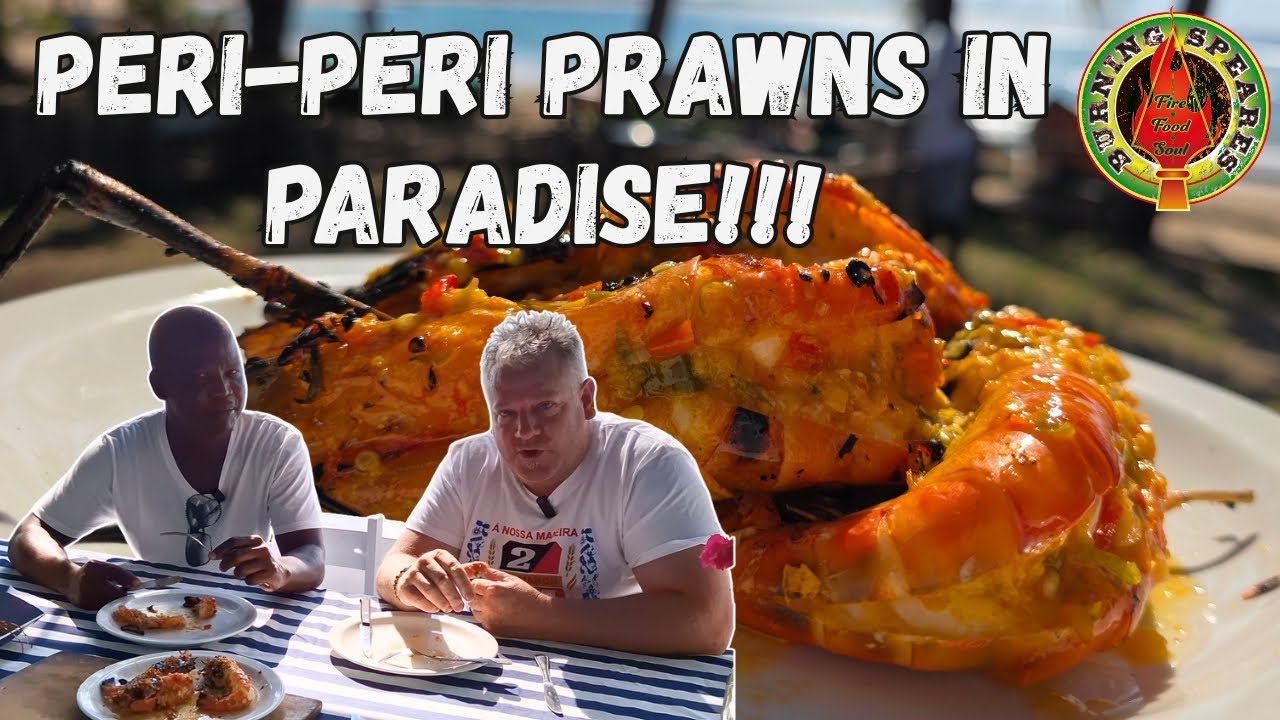 Креветки Пери-Пери, приготовленные на гриле в Тофо, Мозамбик!