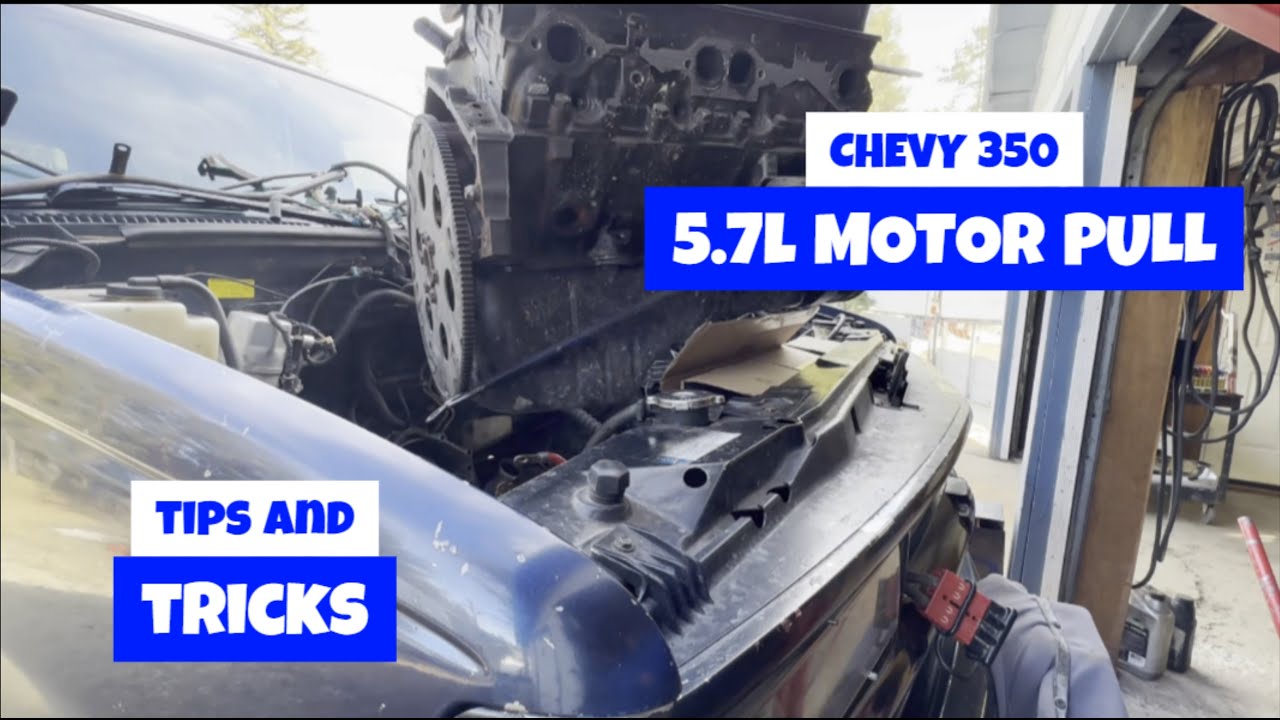 1997 CHEVY TAHOE VORTEC 5.7 350 V8 MOTOR PULL/ ENGINE REMOVAL AND WATER PUMP INSTALLATION Part 1.