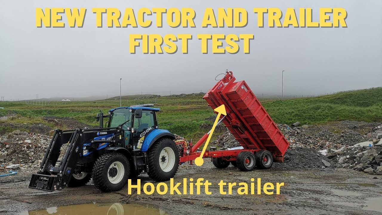 New Holland T5 with Bigab hooklift trailer first use