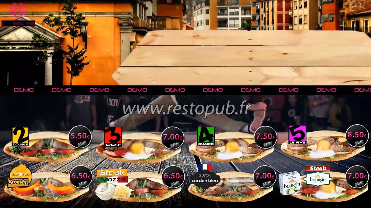 Menu Board dynamique Steak fast food - www.restopub.fr
