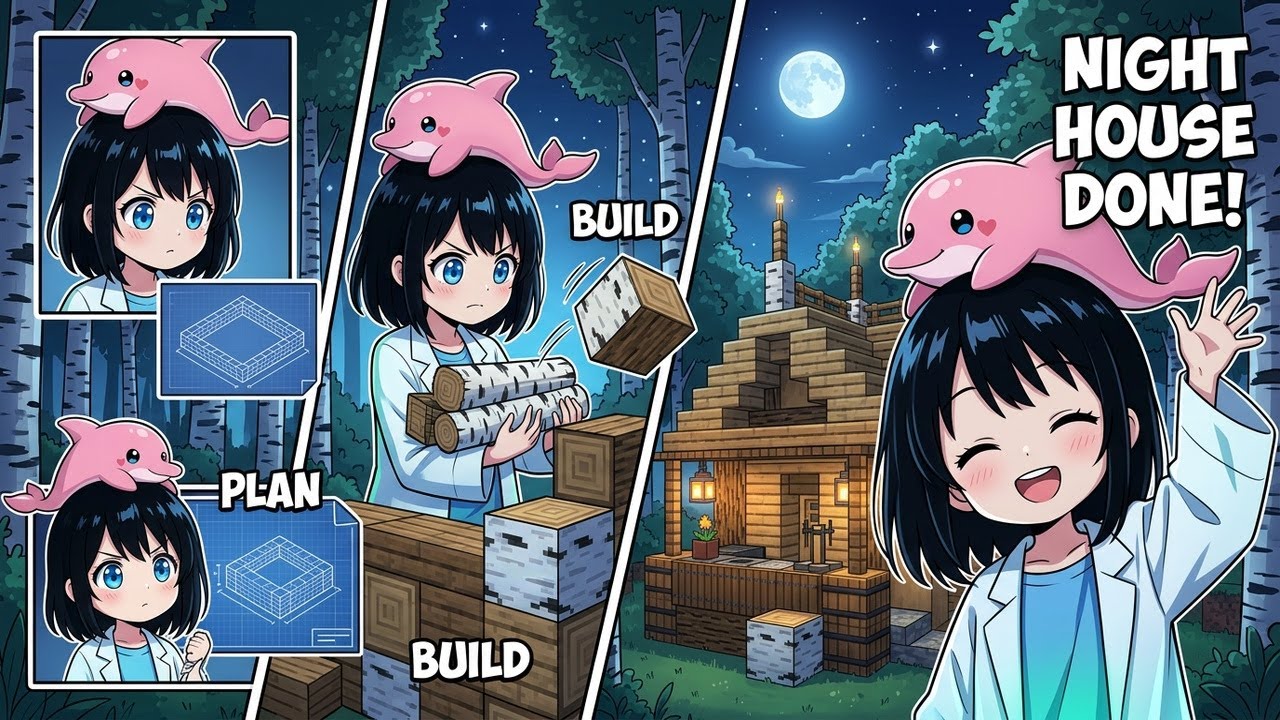 【マイクラ｜夜】森に白樺の小さなお家を建てよう #いるクラ