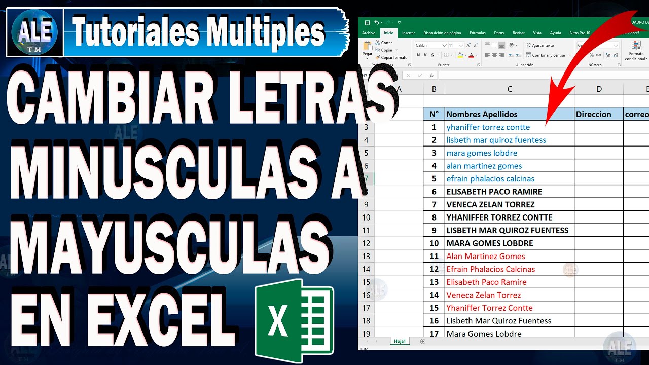 Como Cambiar Letras Minusculas A Mayusculas En Excel
