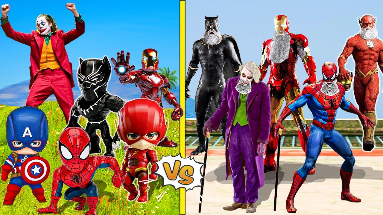 БАЛА ГЕРОЙЛАР vs ШАЛ ГЕРОЙЛАР ҚАРСЫ ТӨБЕЛЕСТІ. ҚАЙ ГЕРОЙЛАР ЖЕҢЕДІ (GTA V)