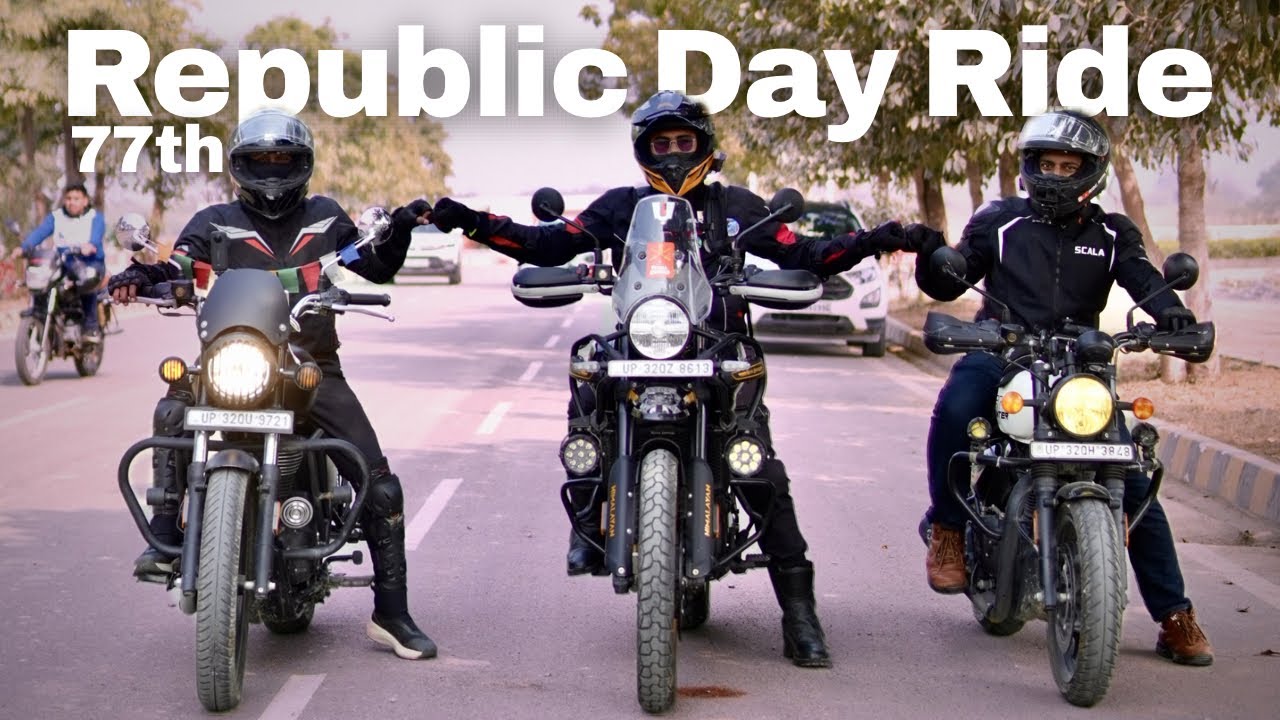 77th Republic Day Ride with more than 200 Royal Enfield Bikers .