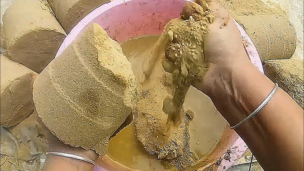 Very Soft Pure Golden Sand Cement Crush in Water 4 @sahibaasmr8867🤗#pasteplay #odlysatisfying #asmr
