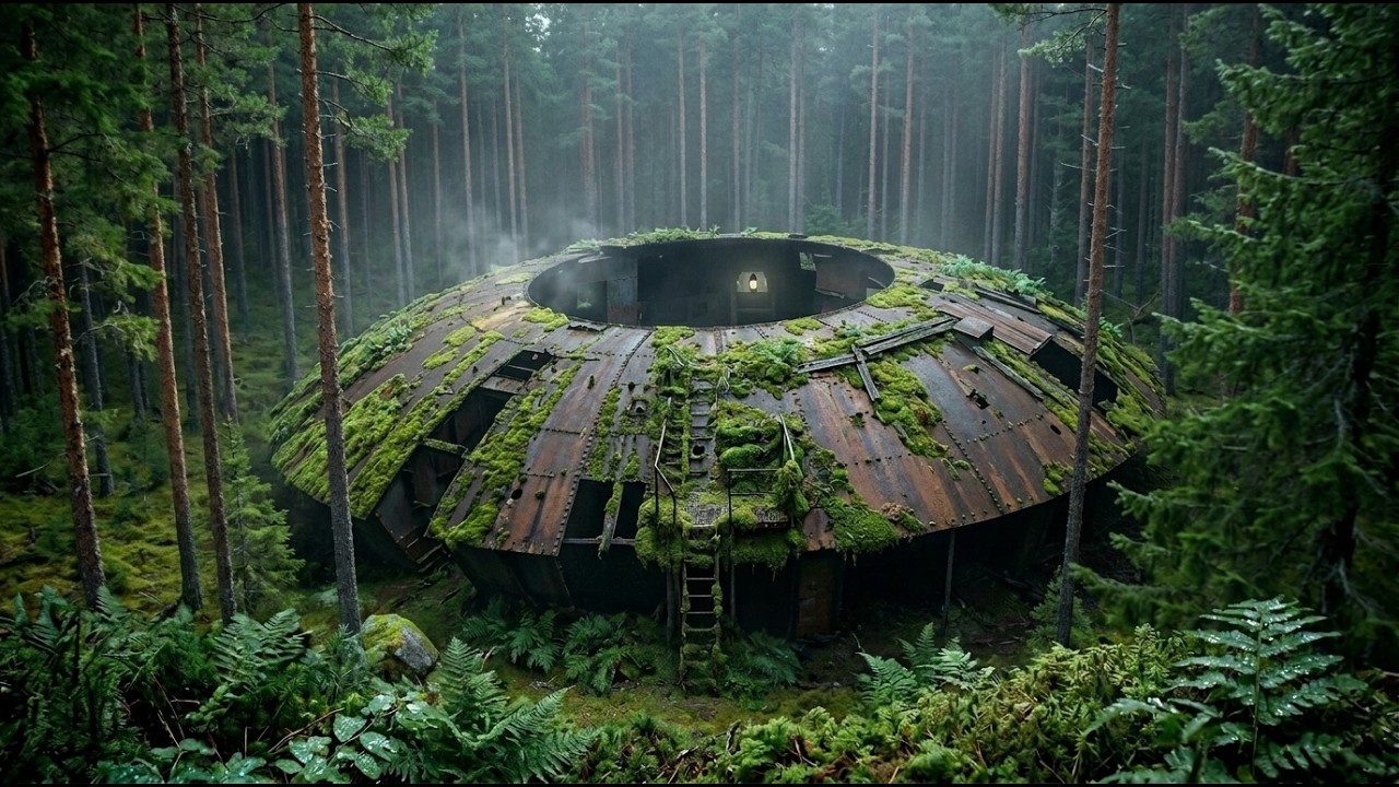 Silent Jungle Survival | Building the World's Most Secret House inside a Rusted UFO (ASMR)