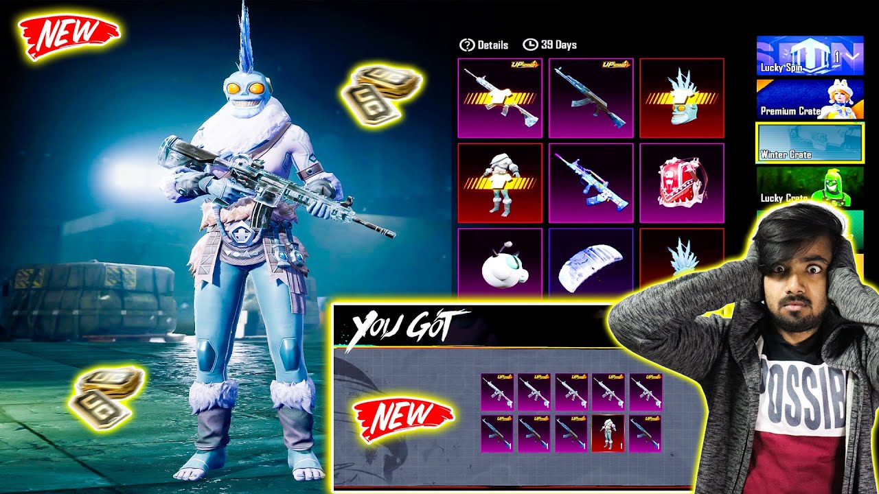 😱 OMG !! SPECIAL WINTER CRATE WITH GUARANTEED MAX M416 GLACIER AND AKM GLACIER CRATE OPENING IN BGMI