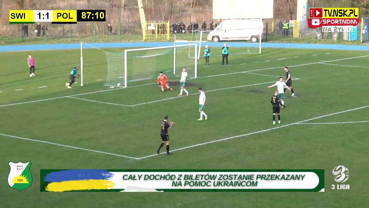 tv.nsk.pl [Posiadała obrona] MKS Świt Nowy Dwór Maz. - Polonia Warszawa 1:1 (1:0) 2022-04-13 