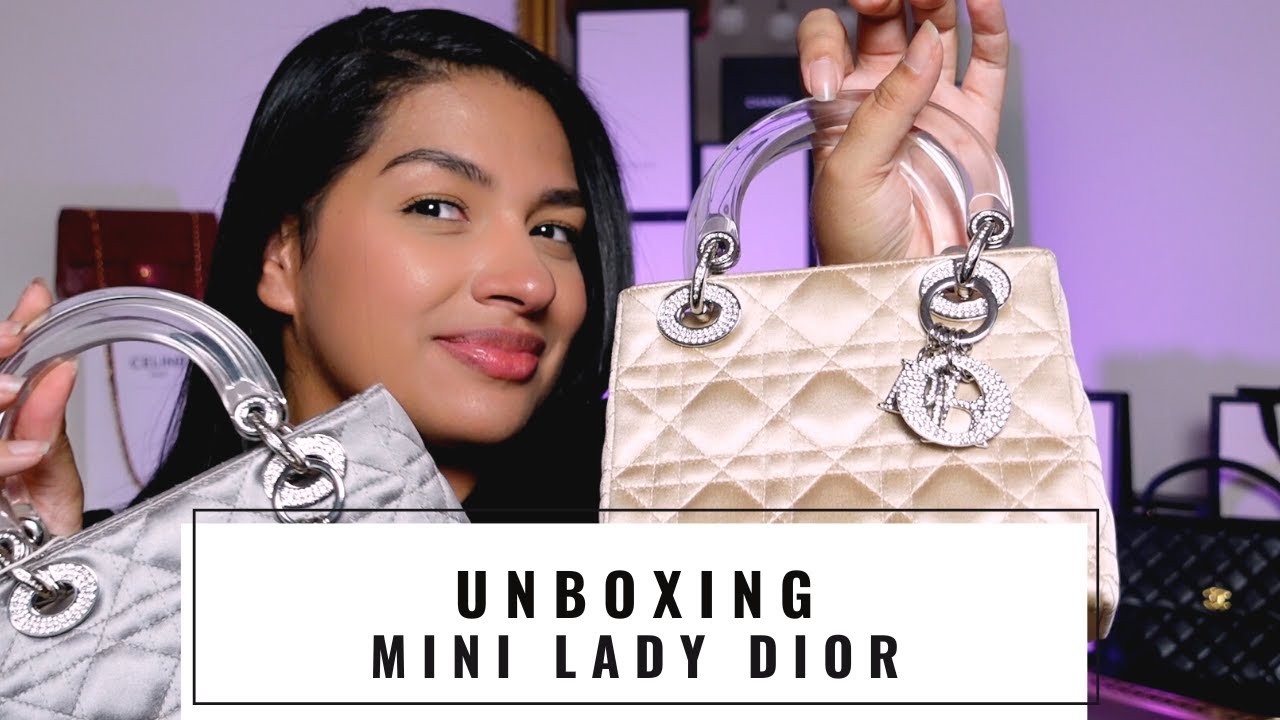 UNBOXING SAC MINI LADY DIOR l SATIN CHAMPAGNE  l CRISTAUX SWAROVSKI l 31 JOURS D'UNBOXINGS 📦 JOUR 20
