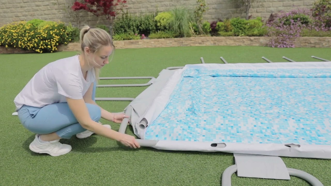 SUPERHOME CENTER DIY BESTWAY POWER STEEL RECTANGULAR POOL INSTALLATION