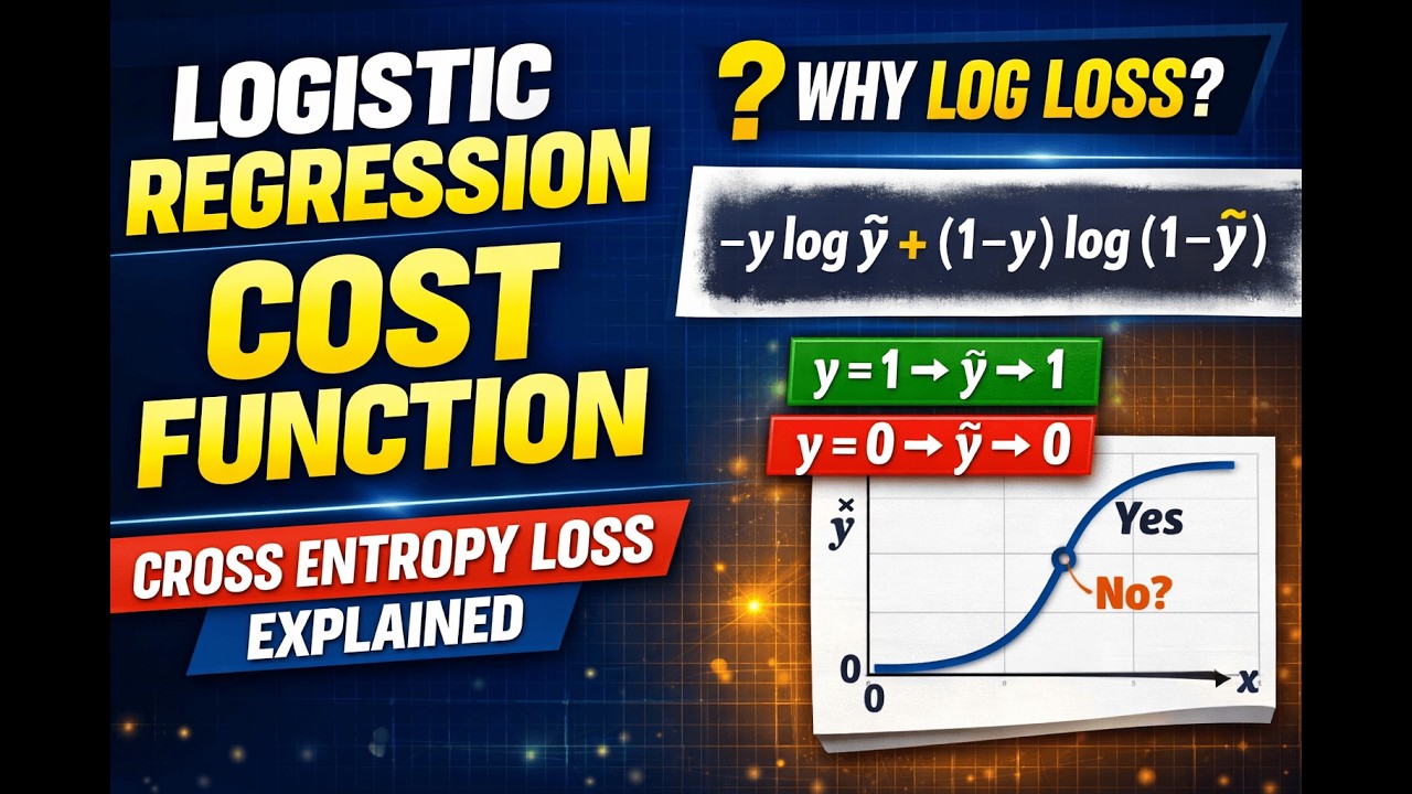 Logistic Regression Cost Function Explained | Cross Entropy Loss Intuition & Math