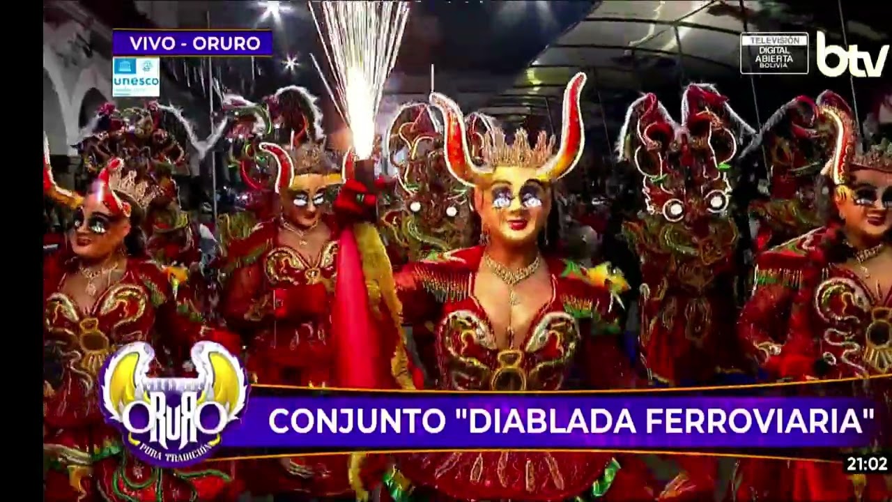 Diablada Ferroviaria en el Carnaval de Oruro 2026, en La Plaza 10 de Febrero