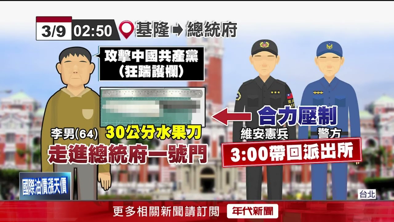 持刀闖總統府！ 基隆男喊「攻擊共產黨」 遭憲警奪刀壓制