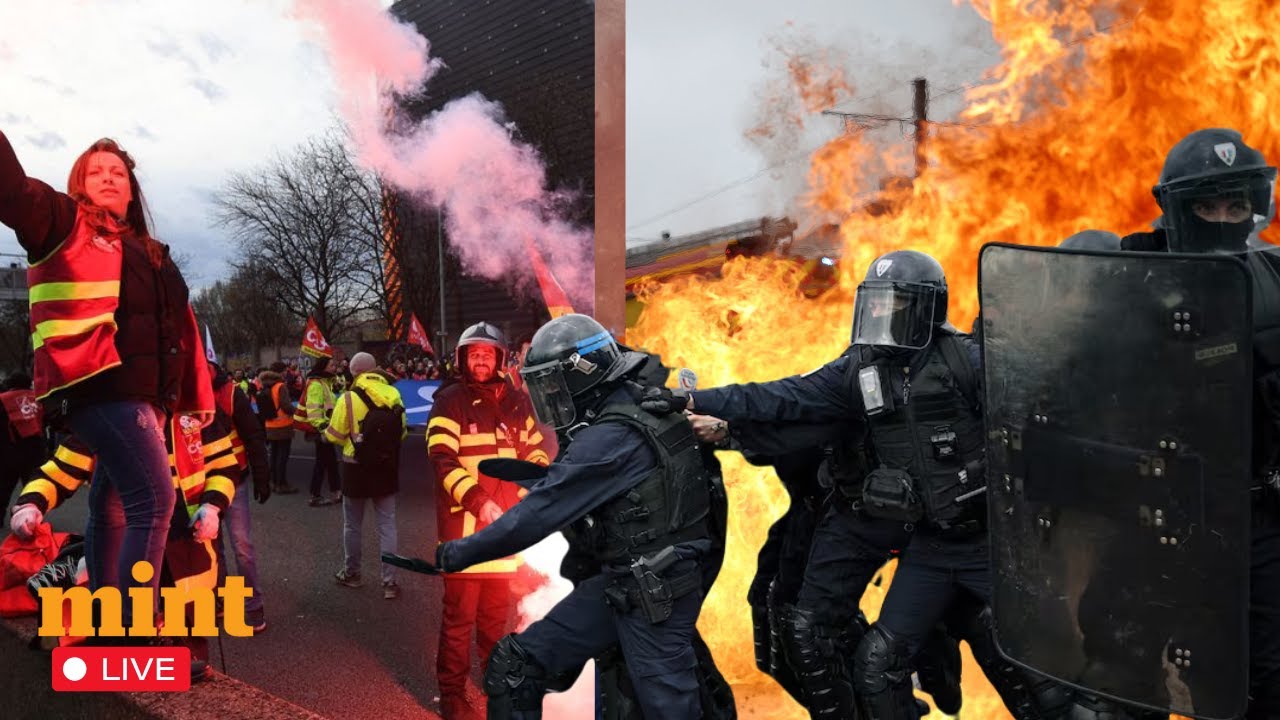 France Protests LIVE | Paris Burns as Protesters Clash with Police | French unions strike | Macron