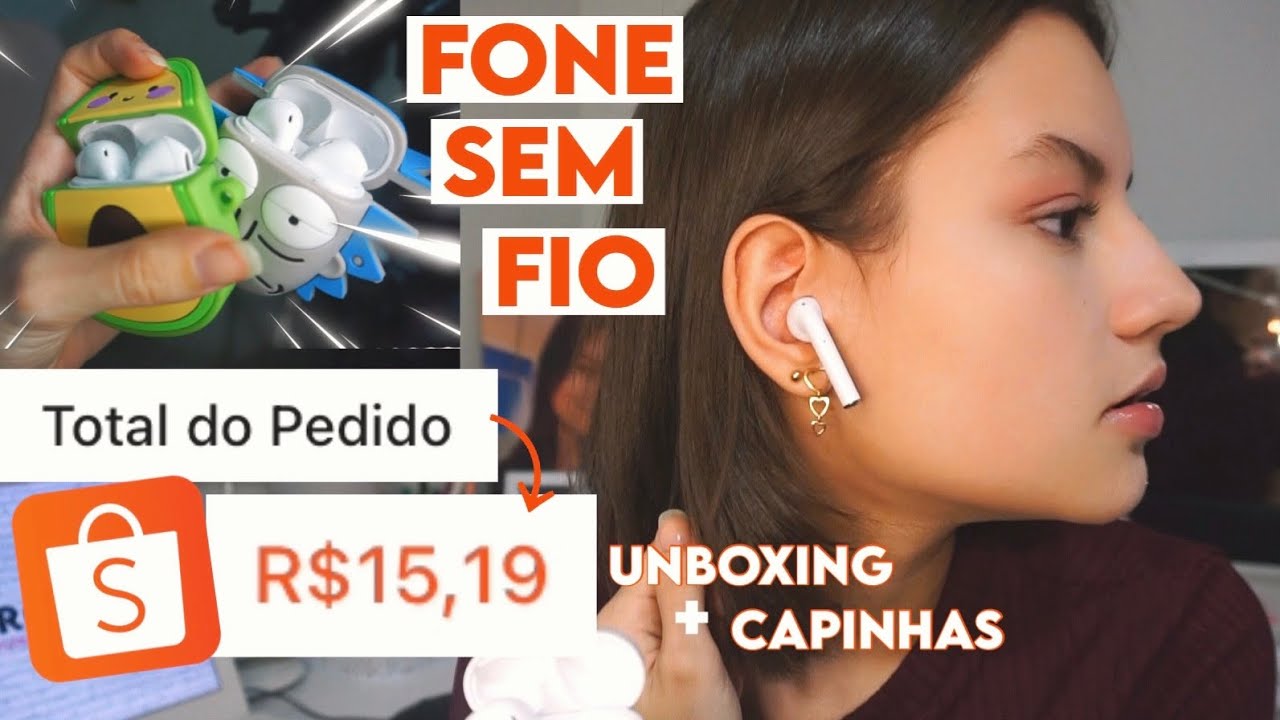 Unboxing AIRPODS de 15 REAIS da SHOPEE + Capinhas! VALEU A PENA? Abrindo e testando!
