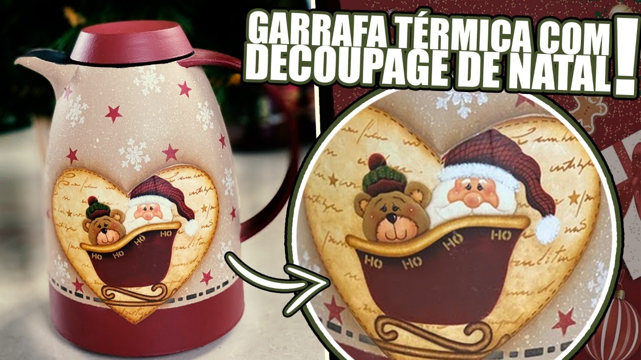 PINTANDO UMA GARRAFA TÉRMICA COM TEMA NATALINO!
