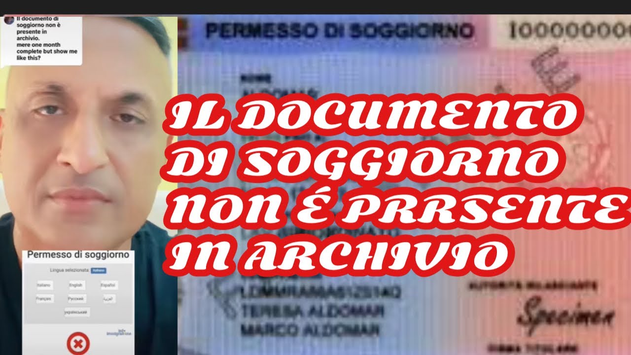 Il documento di soggiorno non è presente in archivio | Permesso di soggiorno