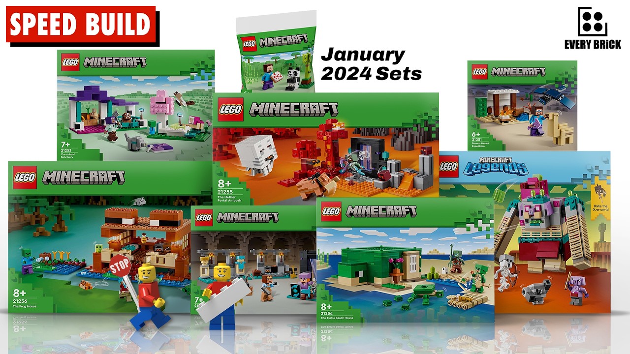 All LEGO Minecraft Jan 2024 Sets - Speed Build Compilation (60fps)