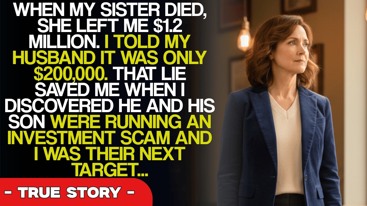 When my sister died and left me $1.2M, I told my husband it was only $200K. That lie saved me when..