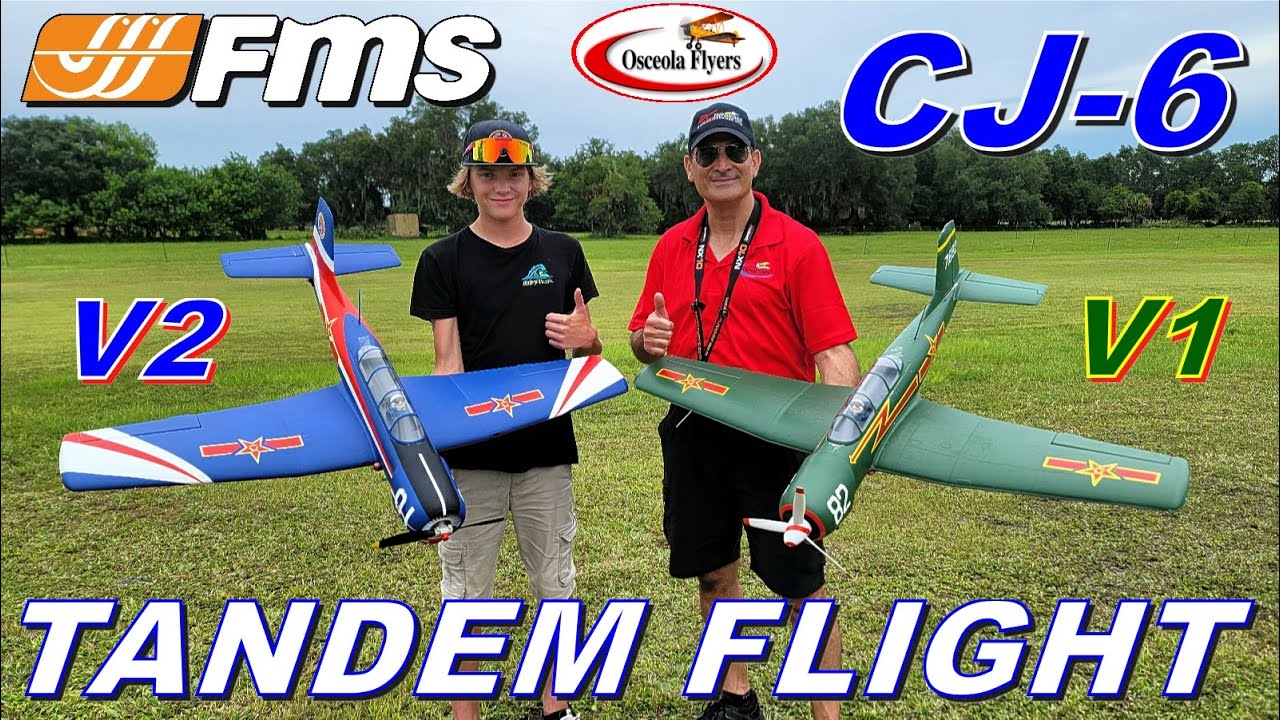 FMS CJ-6 V1 vs V2 Tandem flight at the OSCEOLA FLYERS electric event 2022