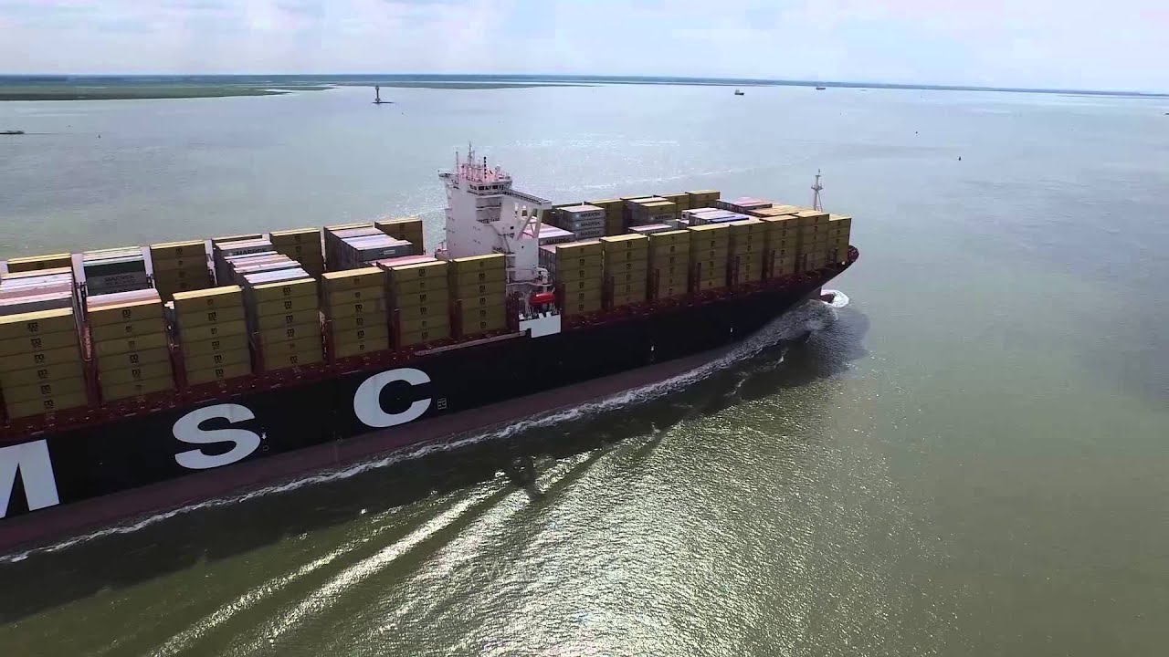 MSC ZOE departure from Antwerp. Western Scheldt