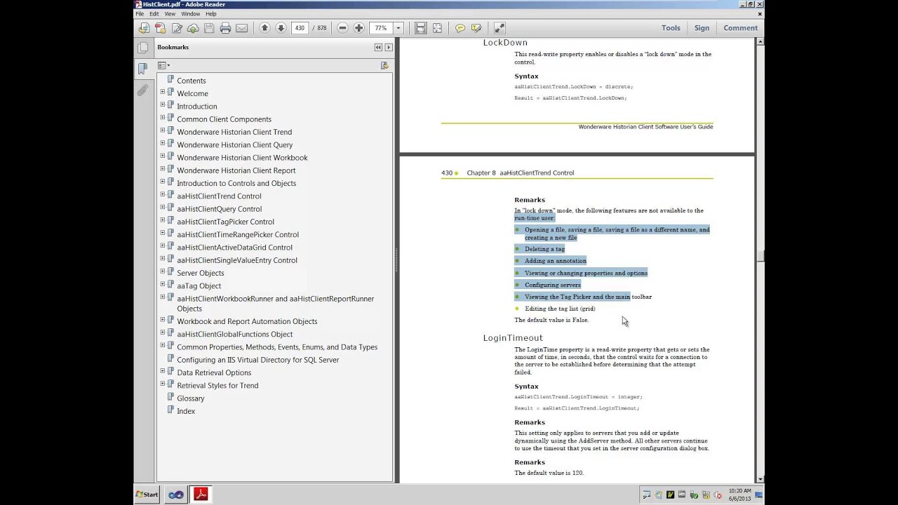 Using Historian Client Trend in Visual Studio Example
