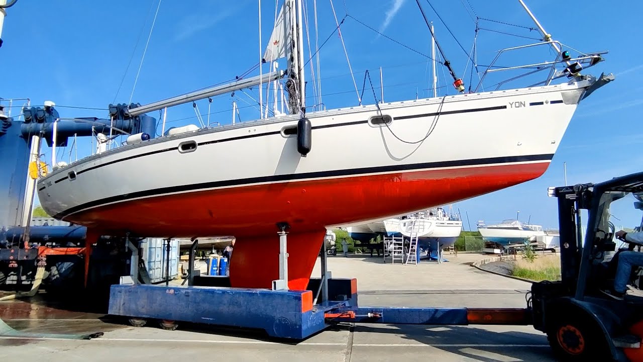 Yacht crane out in Den Osse, The Netherlands
