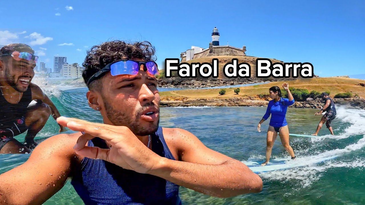 Explicando o surf no Farol da Barra - 5 pessoas em UMA ONDA!