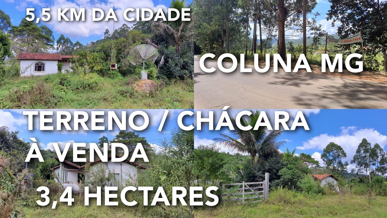 TERRENO / CHÁCARA À VENDA 3,4 HECTARES, TERRA DE MINAS GERAIS EM COLUNA MINAS GERAIS